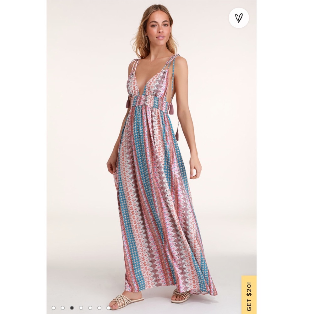 NWOT Lulus Pink & Blue Maxi Dress